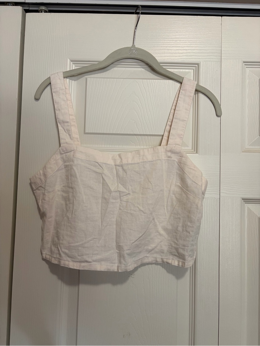 Madewell White Linen Square-Neck Crop Tank